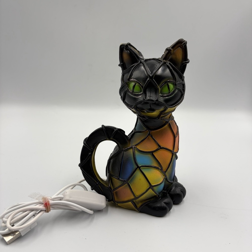 Cat Lamp – Stained Glass Cat Night Light, Cat Lamp Stained Glass Desk